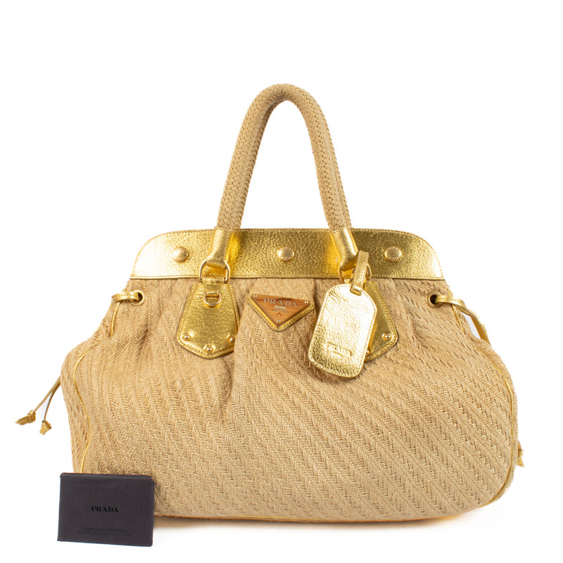 Sac à main Prada en cuir doré Juta Laminata