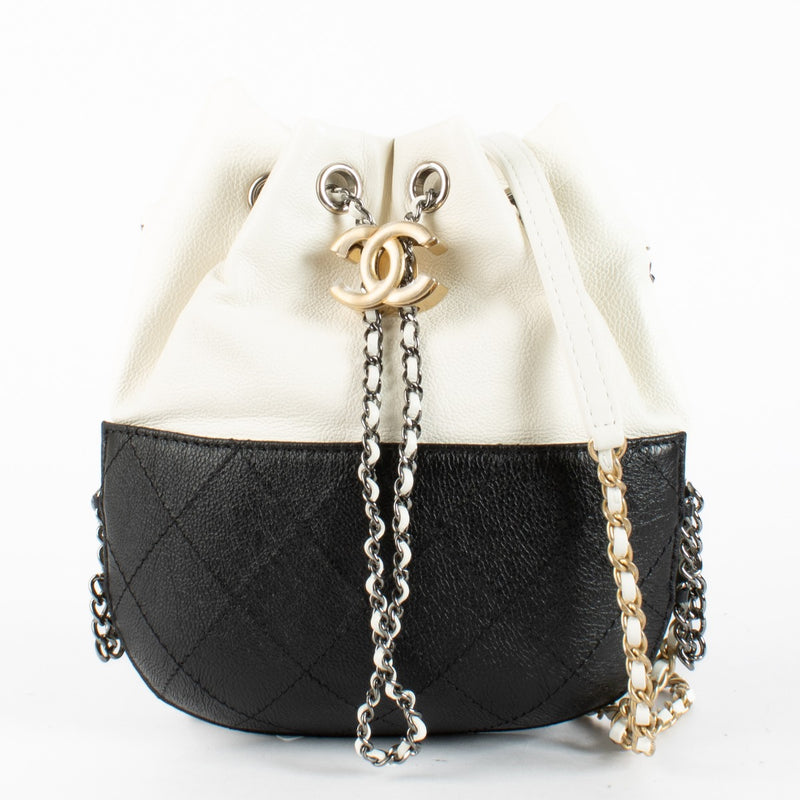 Chanel 18B White Gabrielle Small Bucket Bag