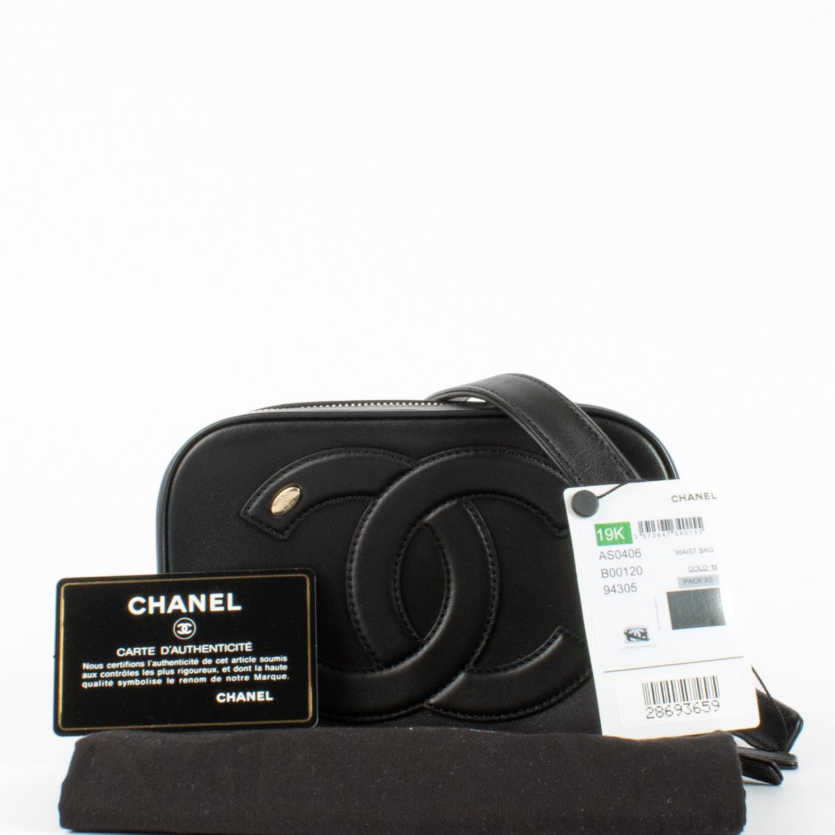 Authentic Preloved Chanel Black CC Belt Bag on labellov.com