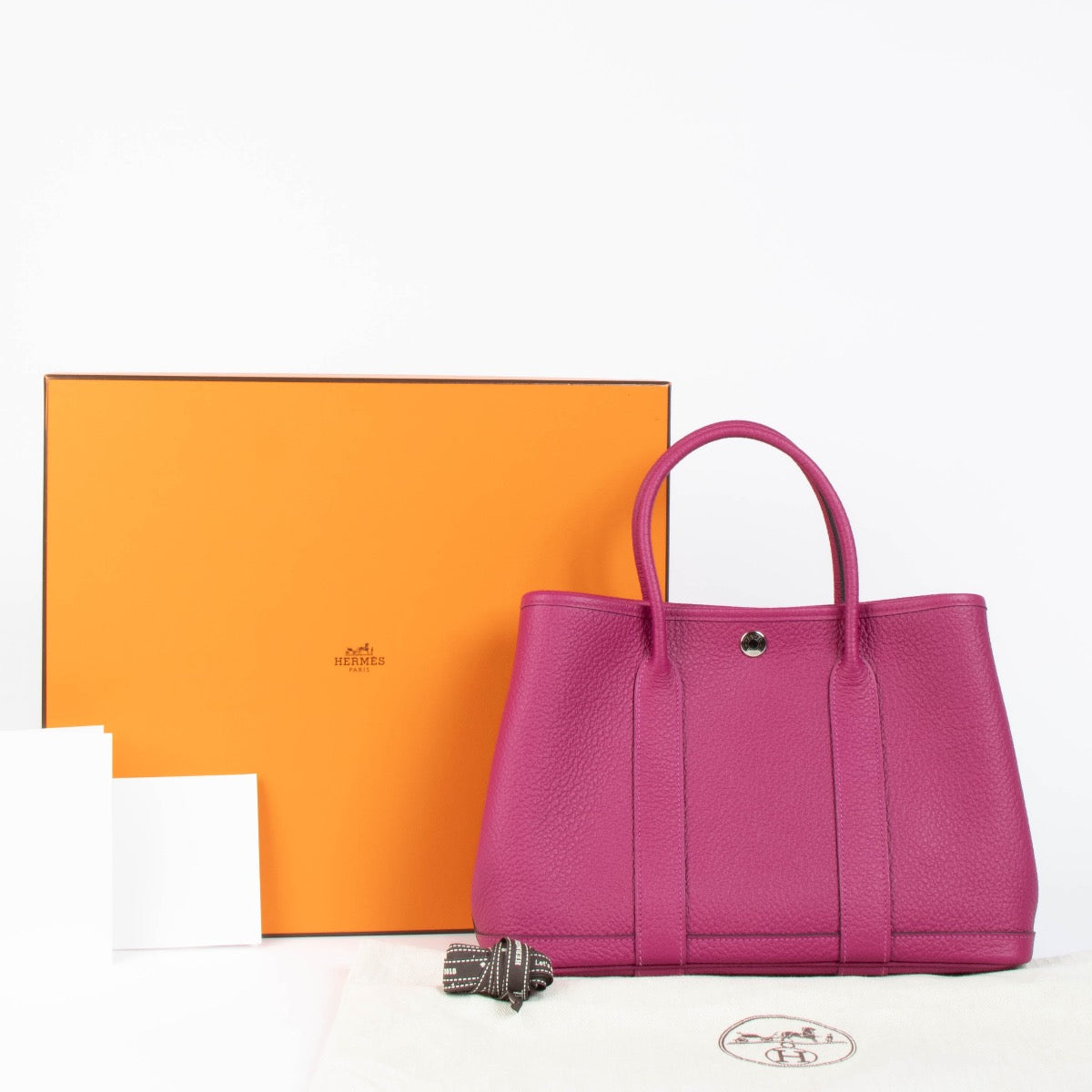 Shop this 100% authentic Hermès Garden Party 30 Rouge Pourpre Negonda PHW Bag at Labellov.com