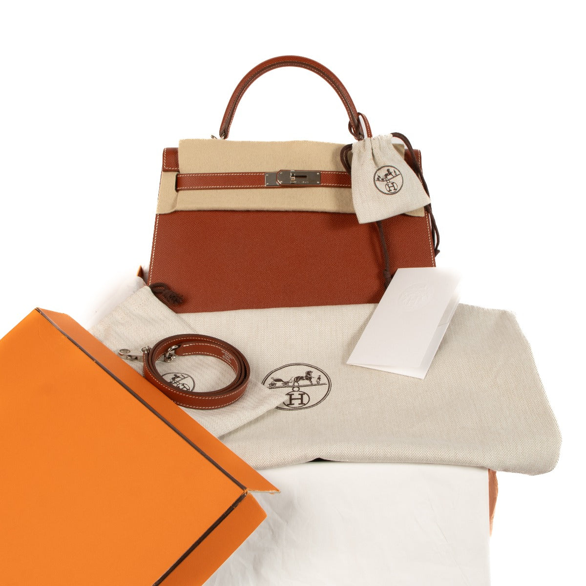 Authentic second hand Hermès 2014 Kelly 32 Brique Epsom on www.labellov.com