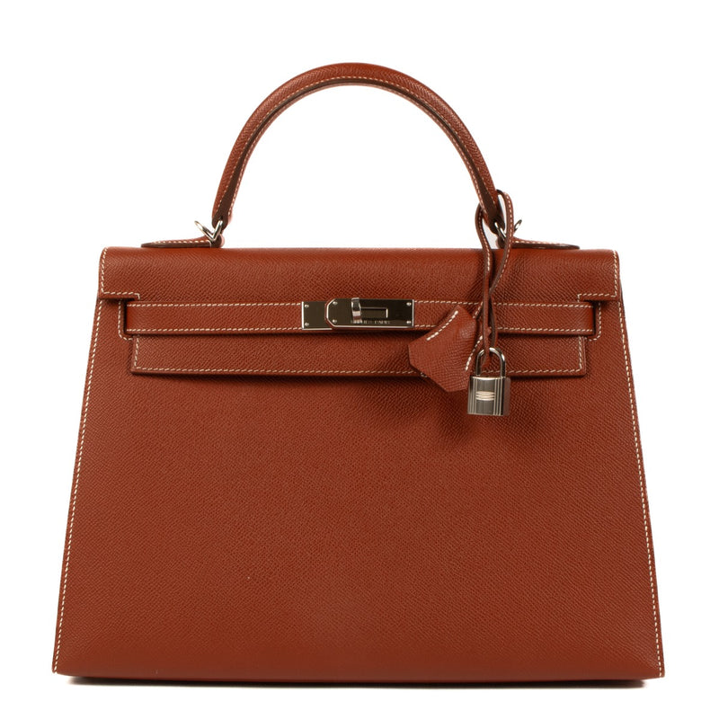 Authentic second hand Hermès 2014 Kelly 32 Brique Epsom on www.labellov.com