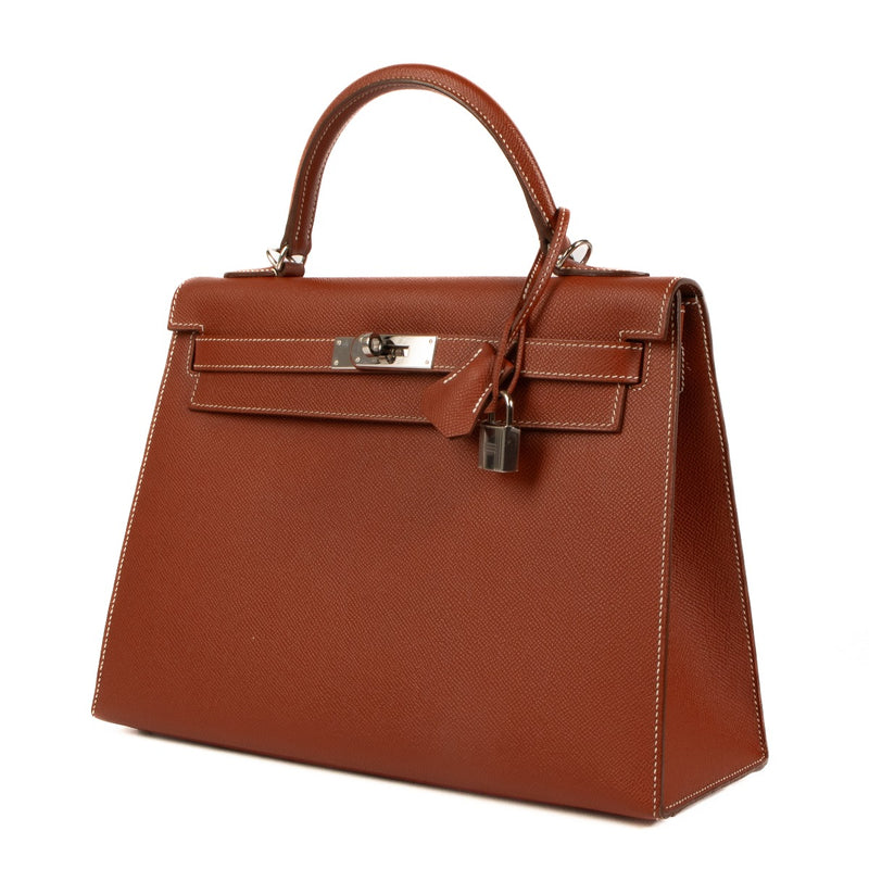 Authentic second hand Hermès 2014 Kelly 32 Brique Epsom on www.labellov.com