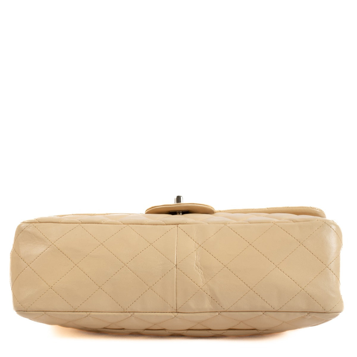 Chanel Beige Lamsleren Grote Klassieke Enkele Klep Tas
