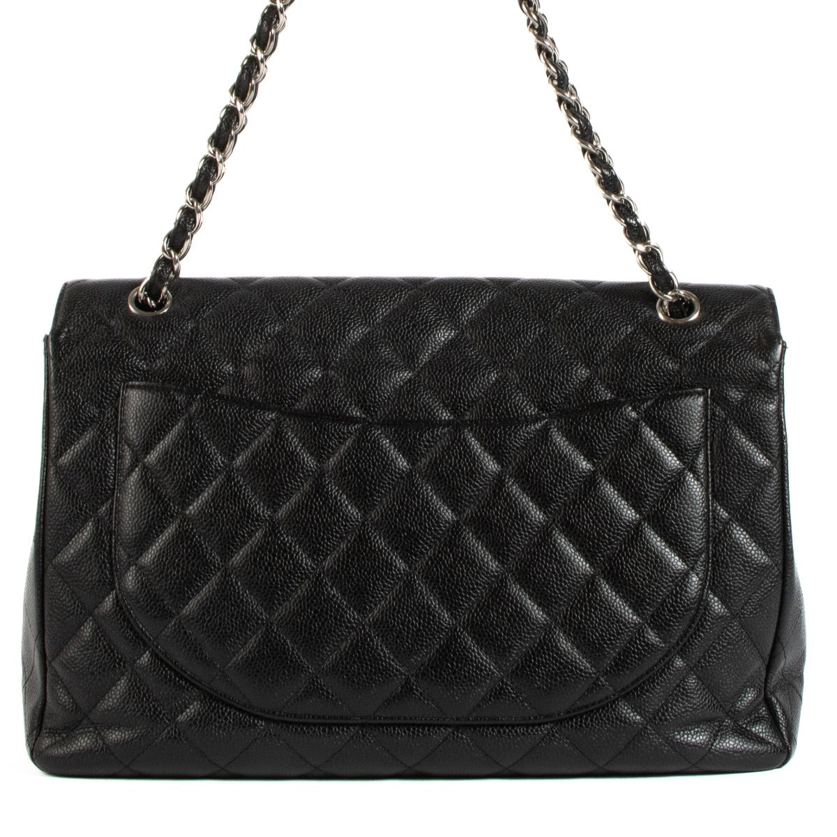 Shop safe online at Labellov in Antwerp, Brussels and Knokke this 100% authentic second hand Chanel Black Caviar Maxi Classic Single Flap Bag