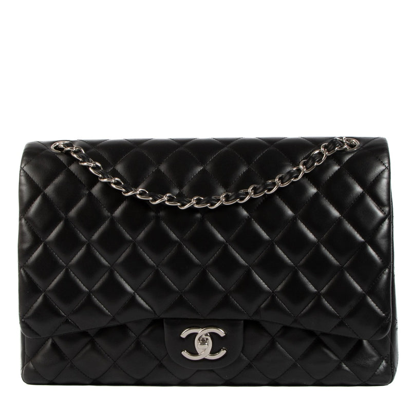 shop 100% authentic second hand Chanel Black Lambskin Maxi Classic Flap Bag on Labellov.com