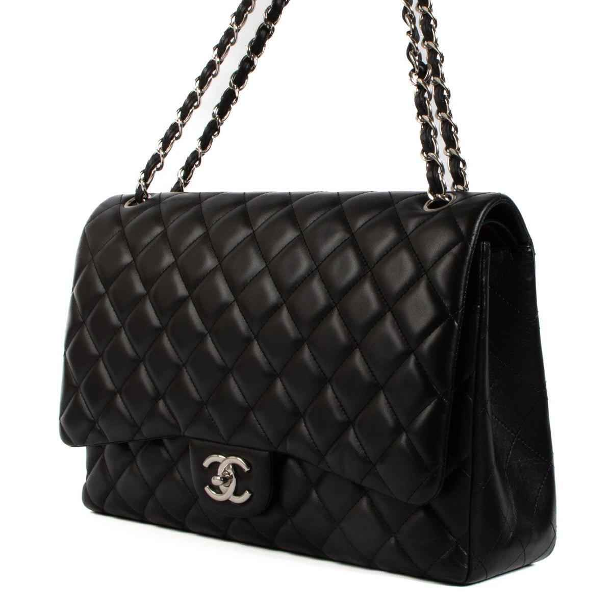 shop 100% authentic second hand Chanel Black Lambskin Maxi Classic Flap Bag on Labellov.com