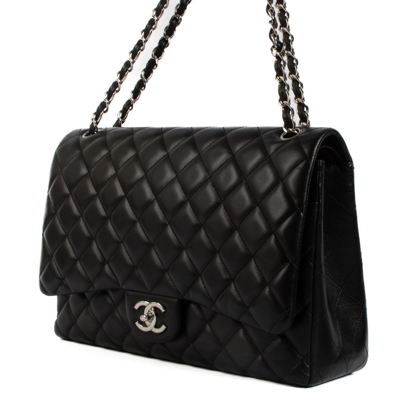 shop 100% authentic second hand Chanel Black Lambskin Maxi Classic Flap Bag on Labellov.com