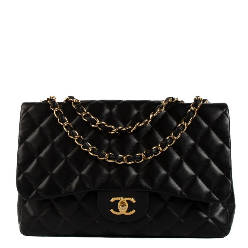 shop 100% authentic second hand Chanel Black Lambskin GHW Classic Single Flap Bag on Labellov.com