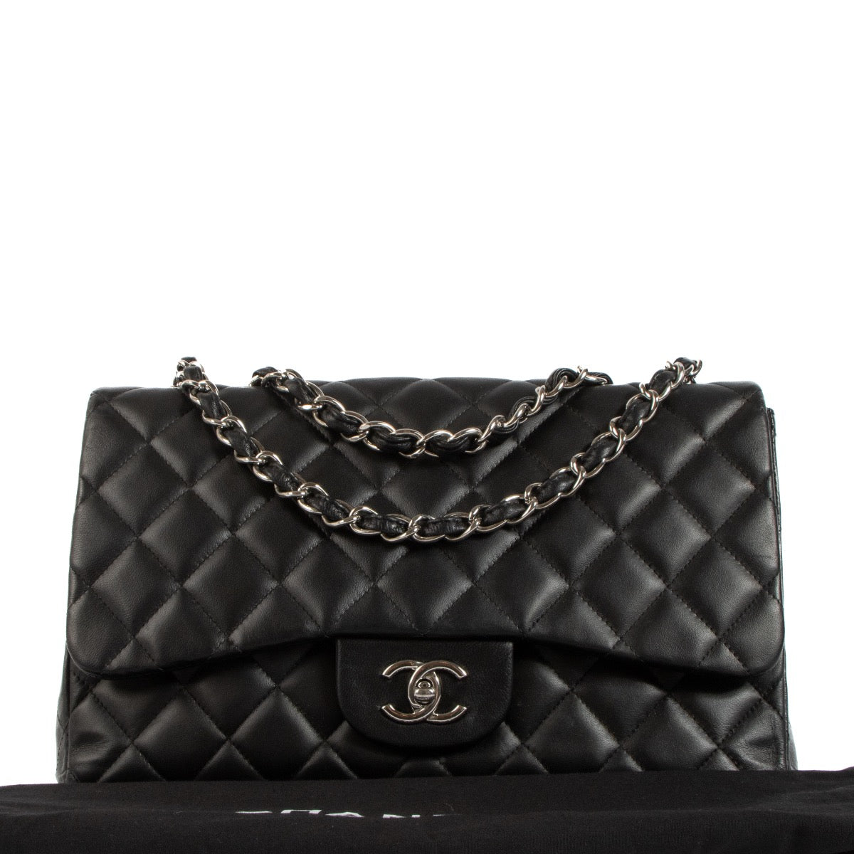 shop 100% authentic second hand Chanel Black Lambskin PHW Large Classic Single Flap Bag on Labellov.com