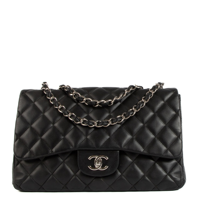 shop 100% authentic second hand Chanel Black Lambskin PHW Large Classic Single Flap Bag on Labellov.com