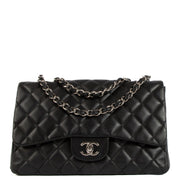 shop 100% authentic second hand Chanel Black Lambskin PHW Large Classic Single Flap Bag on Labellov.com