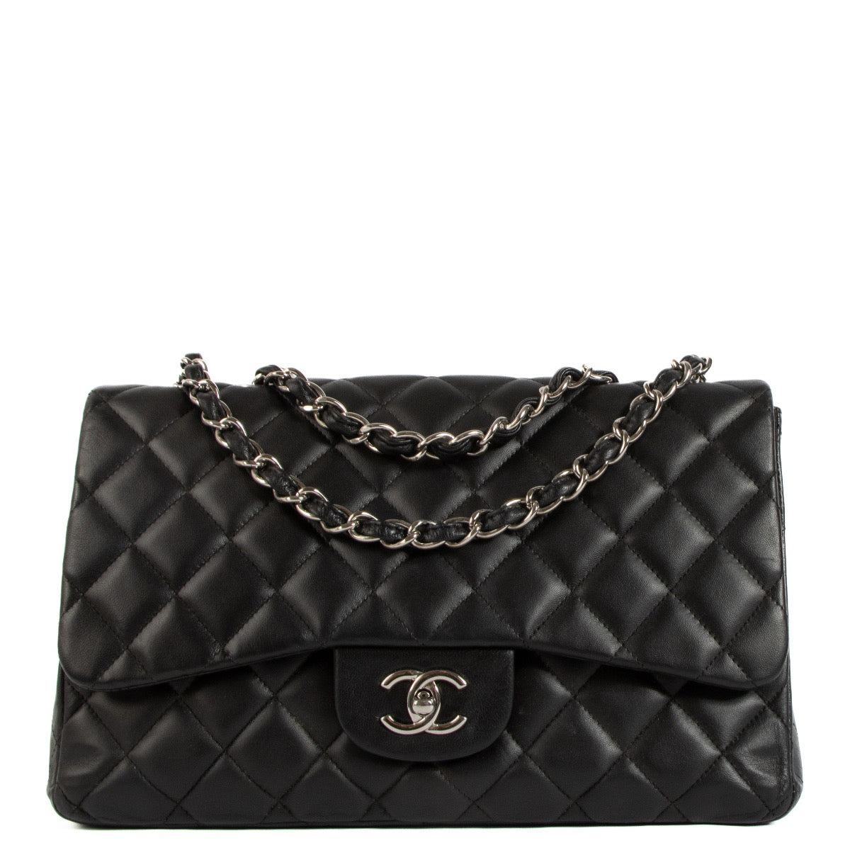 shop 100% authentic second hand Chanel Black Lambskin PHW Large Classic Single Flap Bag on Labellov.com