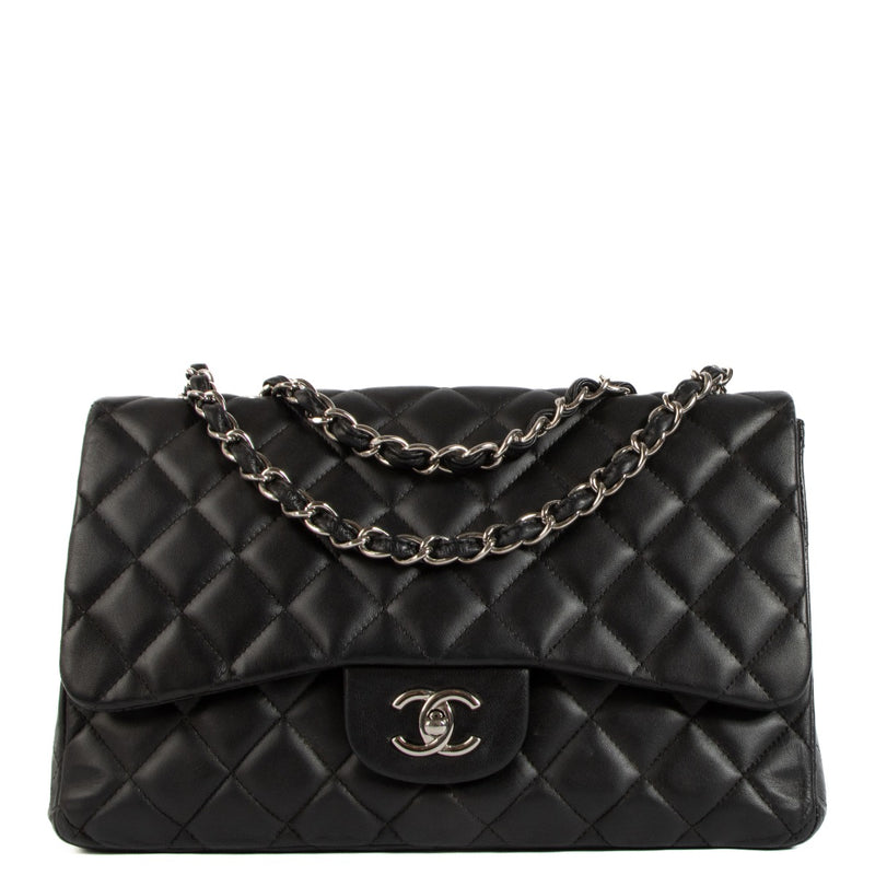 shop 100% authentic second hand Chanel Black Lambskin PHW Large Classic Single Flap Bag on Labellov.com