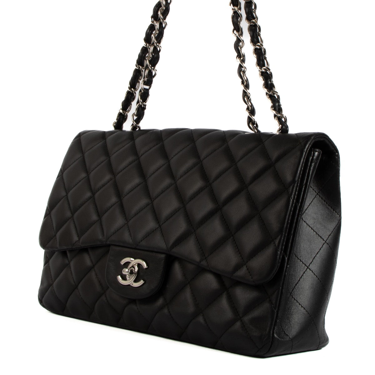 shop 100% authentic second hand Chanel Black Lambskin PHW Large Classic Single Flap Bag on Labellov.com