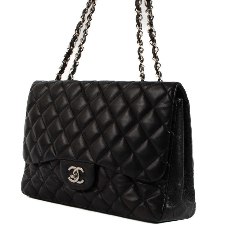 shop 100% authentic second hand Chanel Black Lambskin PHW Large Classic Single Flap Bag on Labellov.com