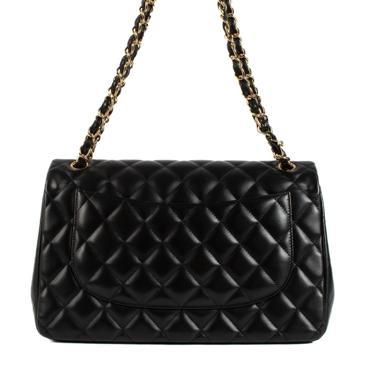 Shop safe online at Labellov in Antwerp, Brussels and Knokke this 100% authentic second hand Chanel Black Lambskin GHW Large Classic Double Flap Bag