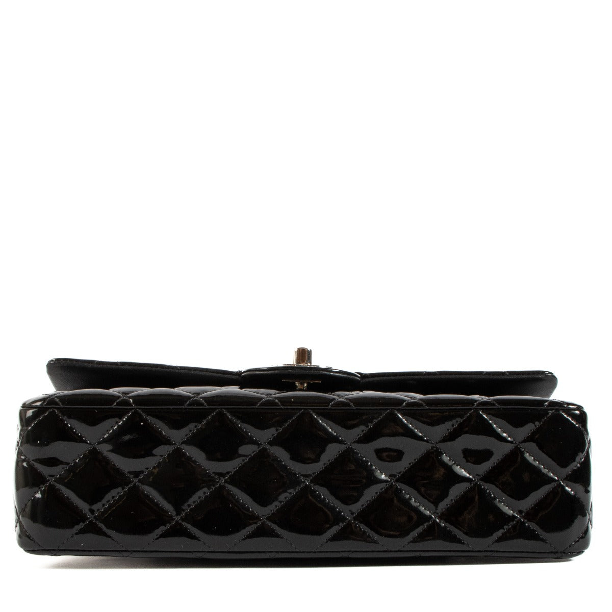Shop safe online at Labellov in Antwerp, Brussels and Knokke this 100% authentic second hand Chanel Black Patent Leather Medium Classic Flap Bag