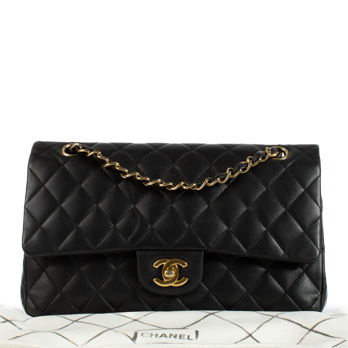 Shop safe online at Labellov in Antwerp, Brussels and Knokke this 100% authentic second hand Chanel Black Medium Classic 11.12 Bag