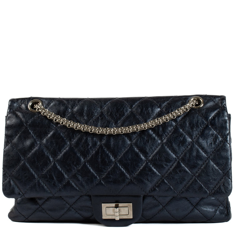 Chanel Metallic Blue Calfskin Maxi 2.55 Bag