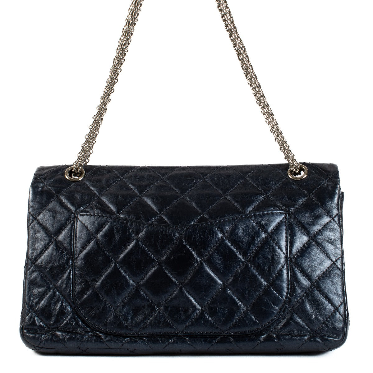 Chanel Metallic Blauw Kalfsleer Maxi 2.55 Tas