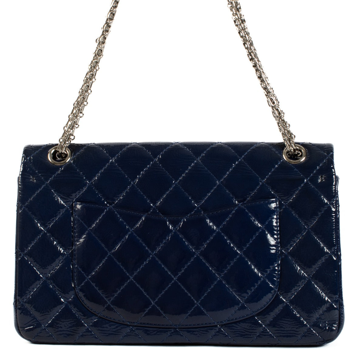 Chanel Blue Crinkled Patent Leather Large 2.55 Bag