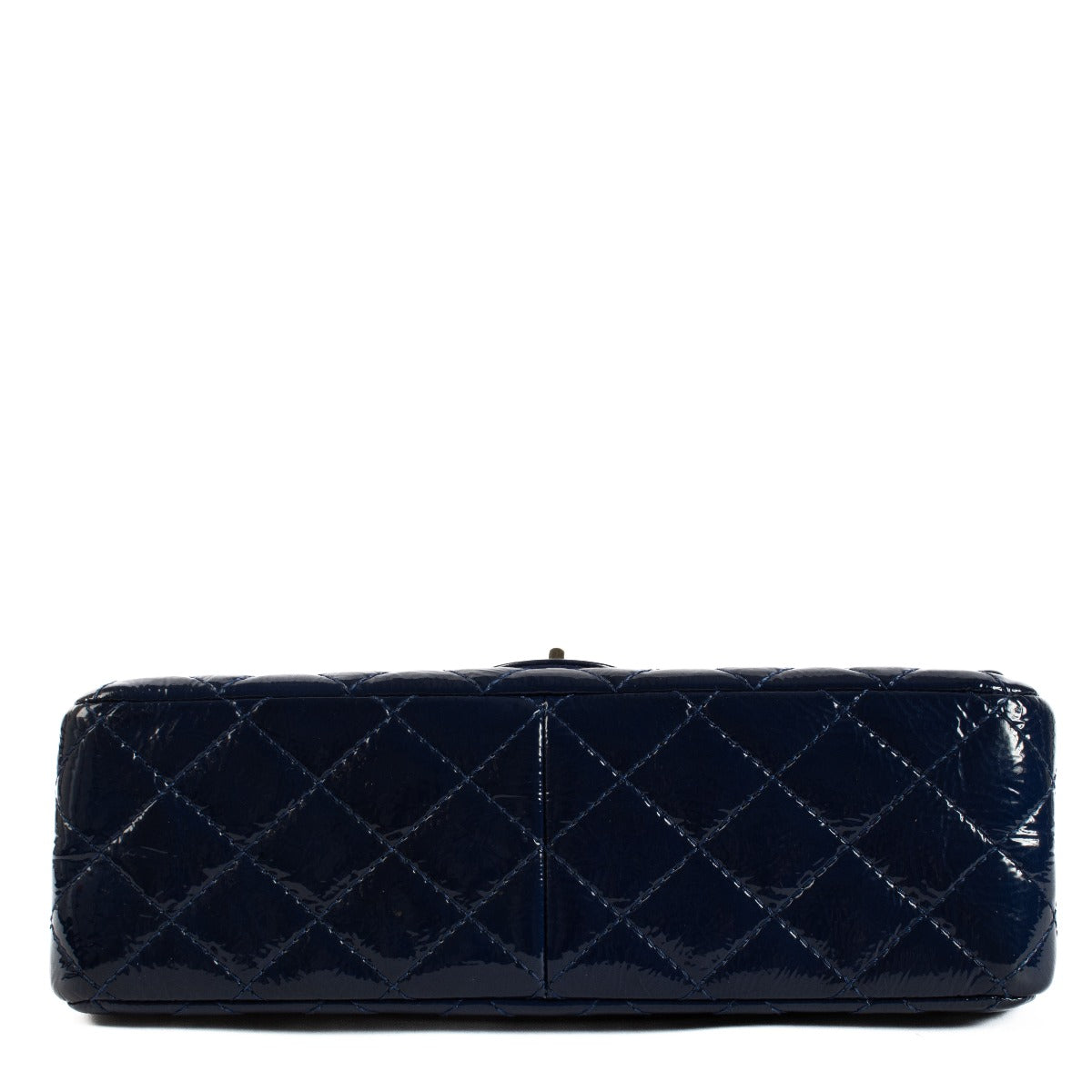 Chanel Blue Crinkled Patent Leather Large 2.55 Bag