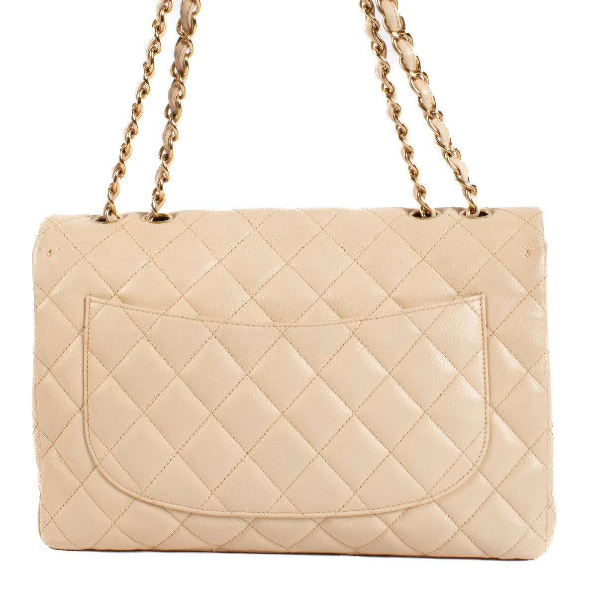 Chanel Beige Lambskin Large Classic Single Flap Bag