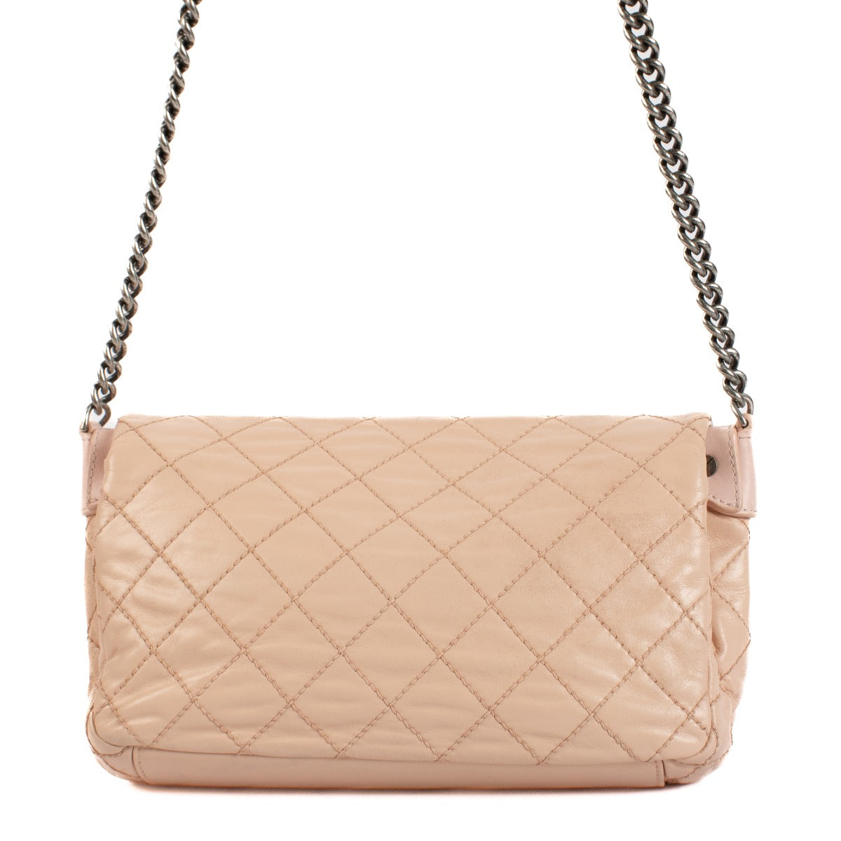 Chanel Peach Calfskin Wild Stitch Medium Flap Bag
