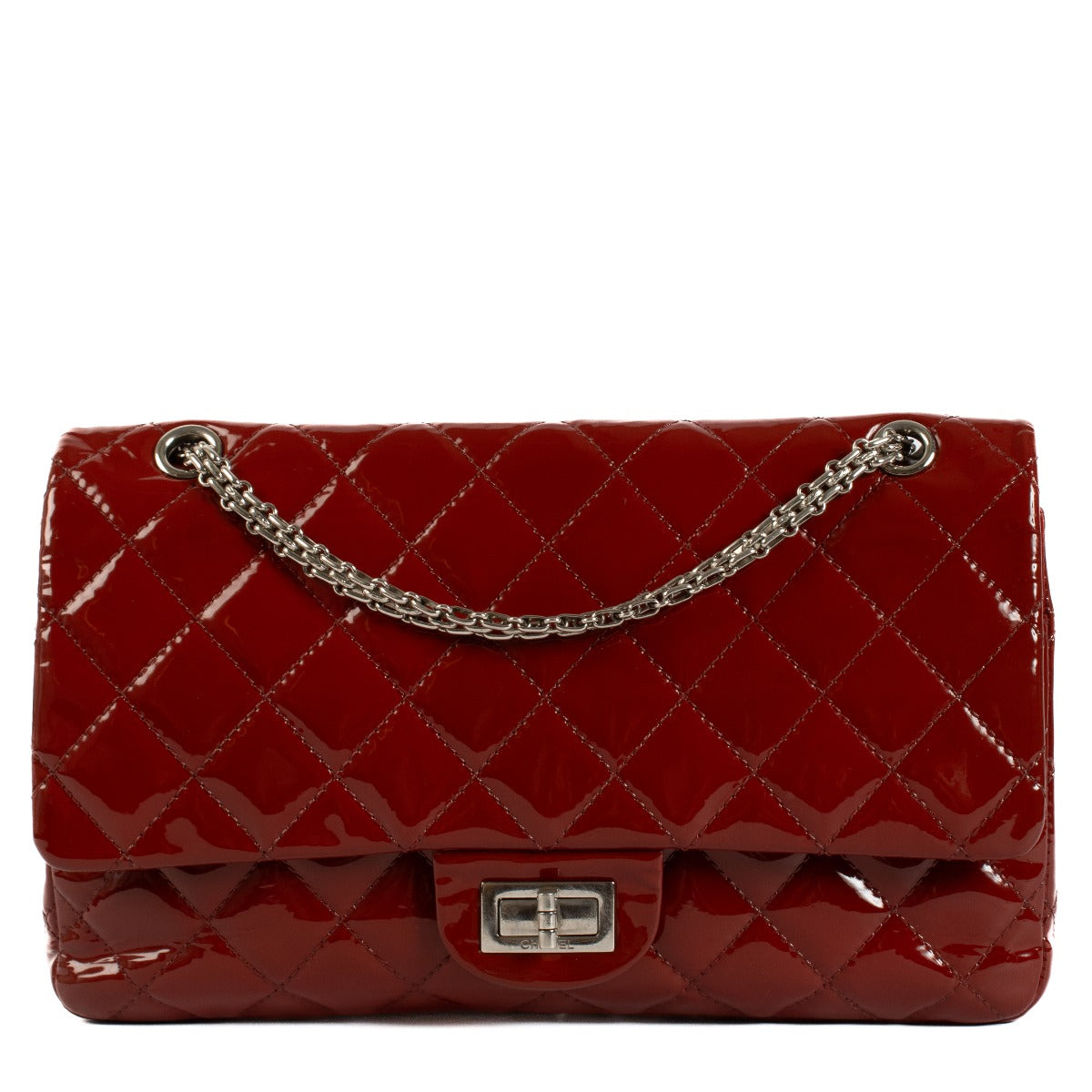Sac Maxi 2.55 Chanel en cuir verni rouge