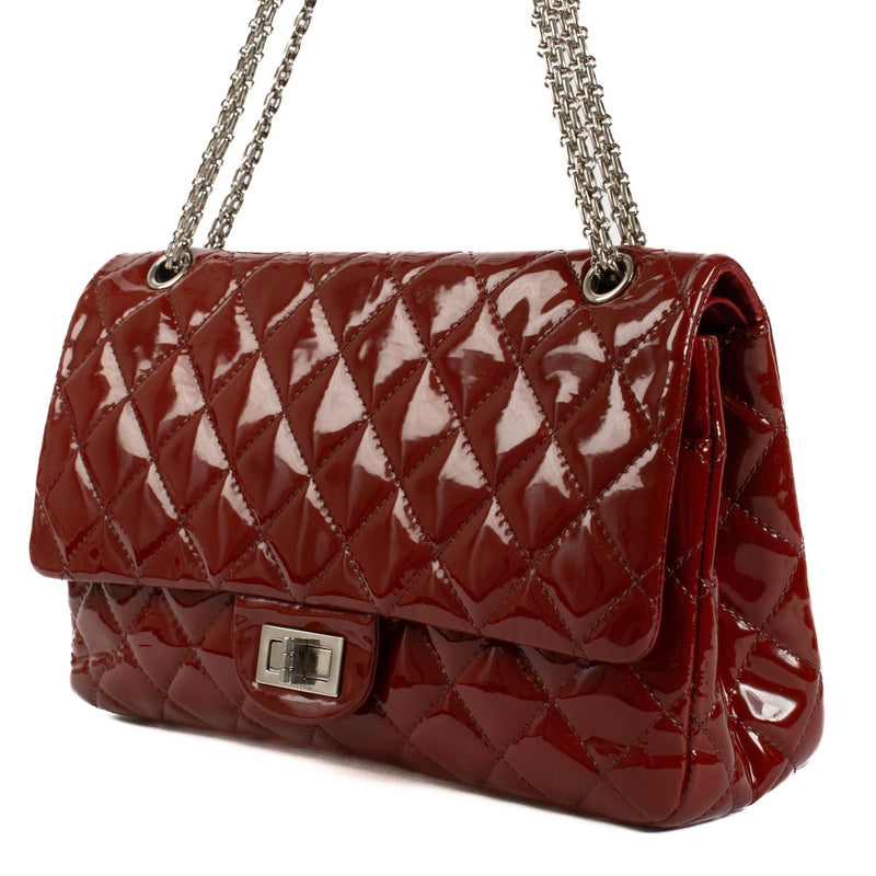 Chanel Red Patent Leather Maxi 2.55 Bag