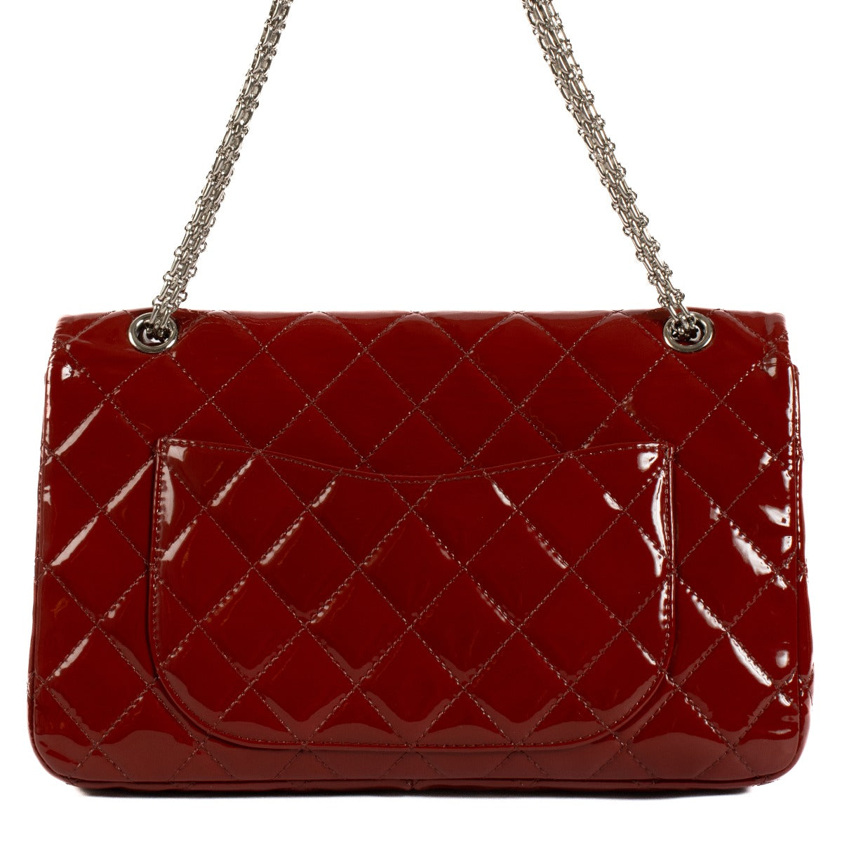 Sac Maxi 2.55 Chanel en cuir verni rouge