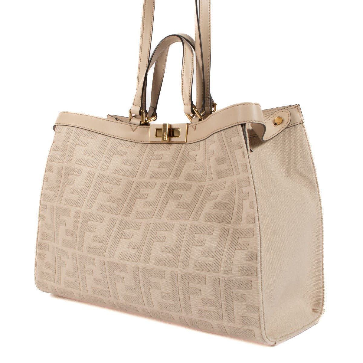 Shop safe online at Labellov in Antwerp, Brussels and Knokke this 100% authentic second hand Fendi Pink Canvas Vitello King Medium Peekaboo X-Tote Bag