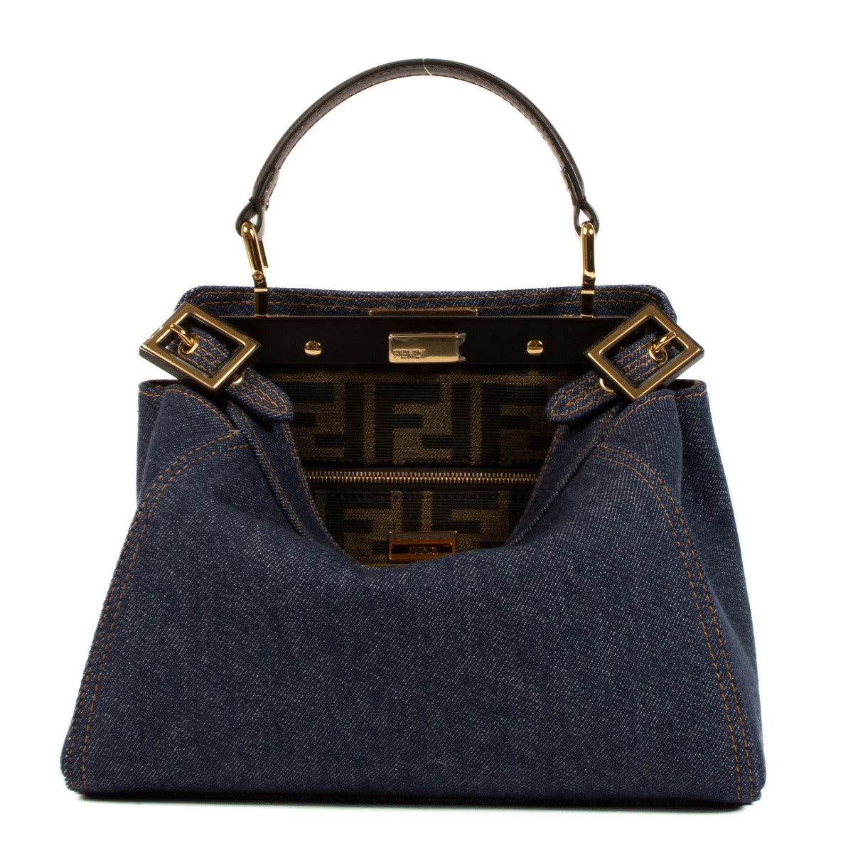 Shop safe online at Labellov for the best price. shop safe online your secondhand Fendi Blue Denim Peekaboo Mini Top Handle Bag in a new condition.