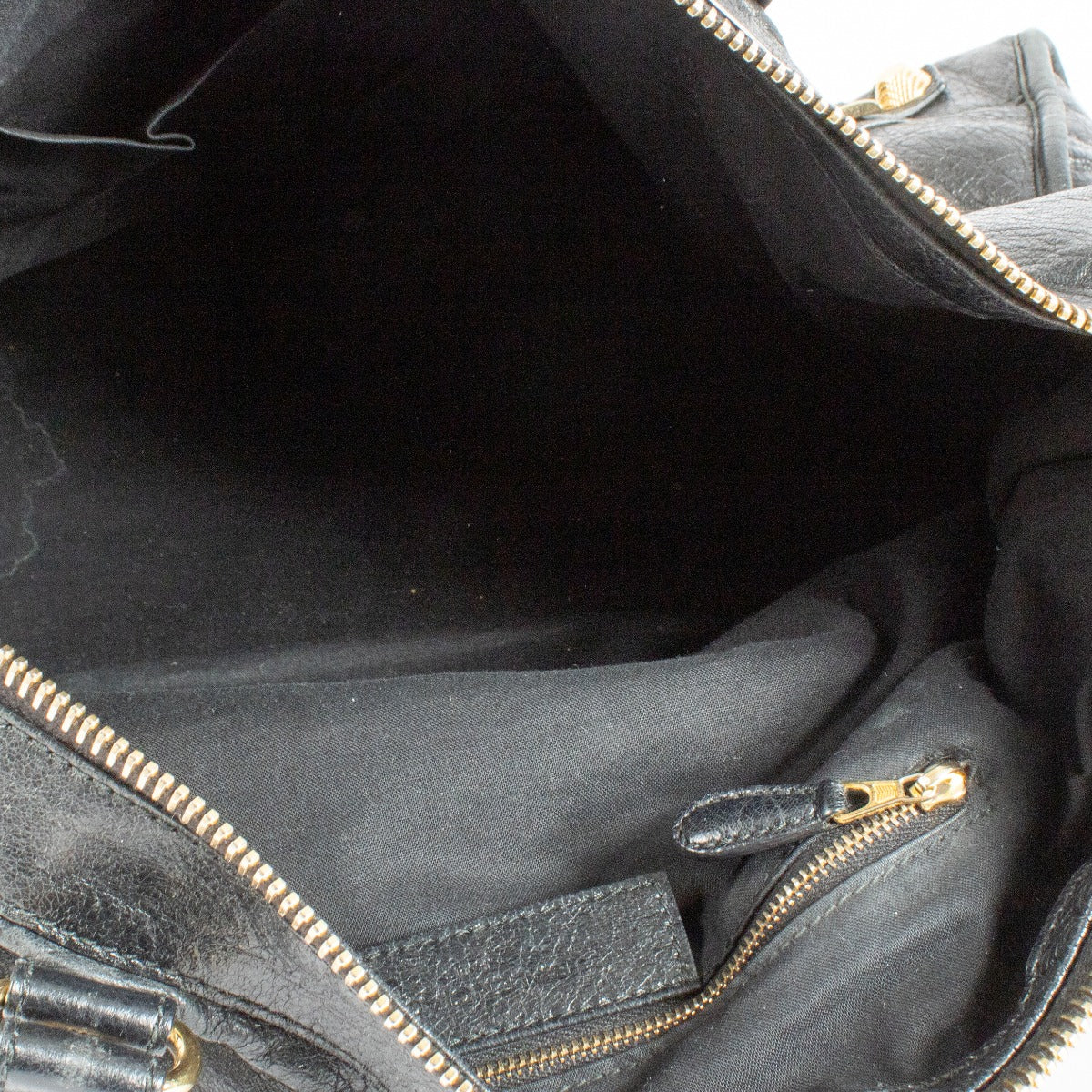 Balenciaga Black Work Bag with Giant Gold Hardware. An iconic Balenciaga design in soft distressed leather and very good pre-loved condition.