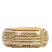 Shop 100% authentic Chanel CC Crystal Chain Cream Resin Wide Oval Cuff Bracelet at Labellov.com.