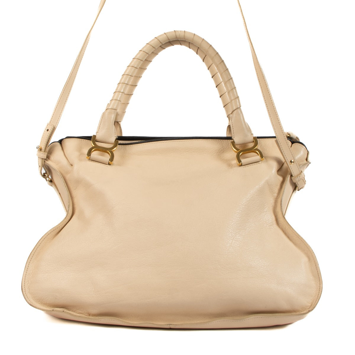 Shop 100% authentic Chloé Beige Marcie Large Double carry bag at Labellov.com.