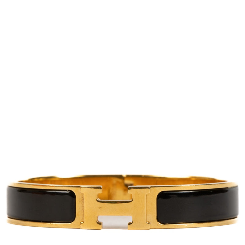 Shop safe online at Labellov in Antwerp, Brussels and Knokke this 100% authentic second hand Hermès Black Enamel Clic H Bracelet