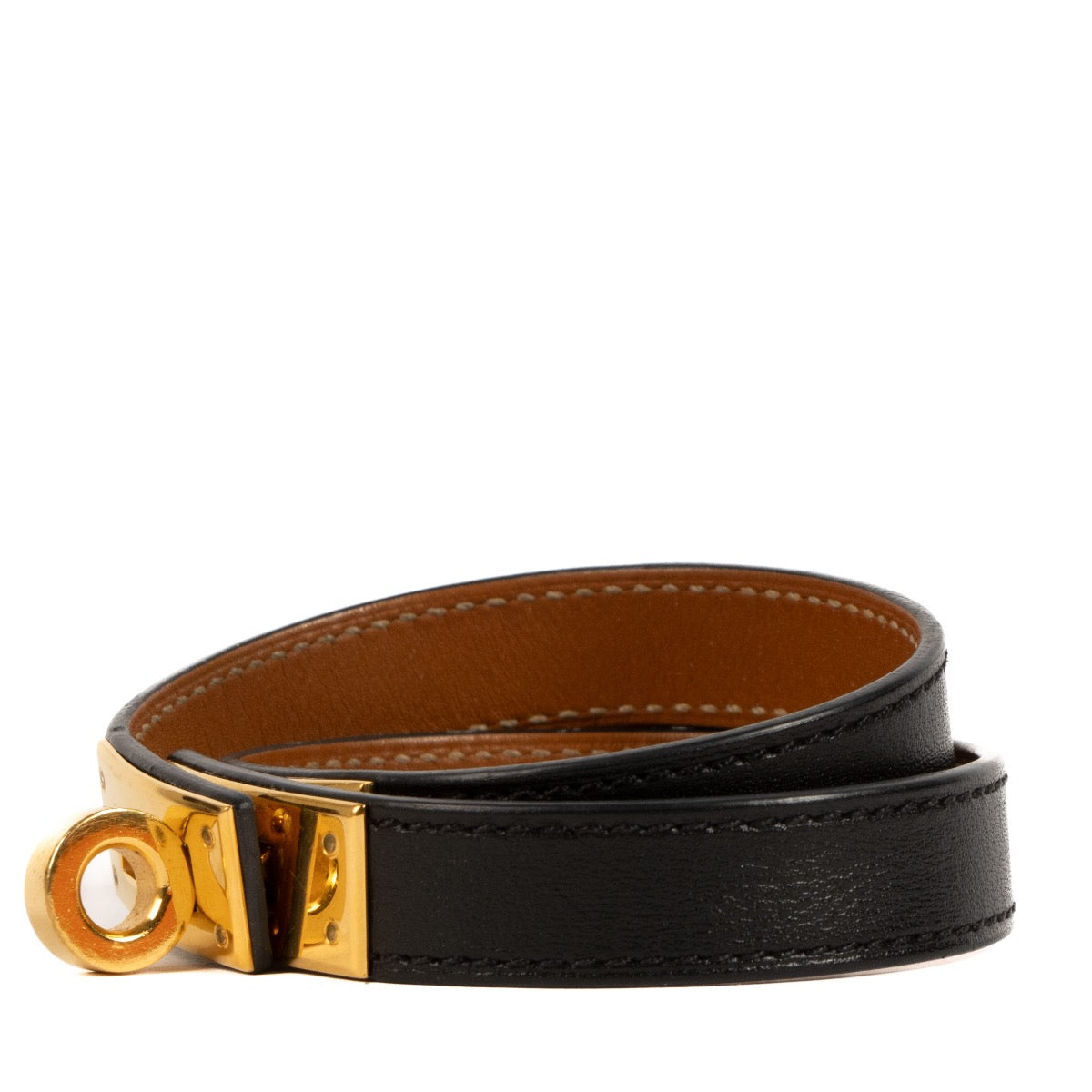 Shop safe online at Labellov in Antwerp, Brussels and Knokke this 100% authentic second hand Hermès Black Kelly Double Tour Bracelet - size M