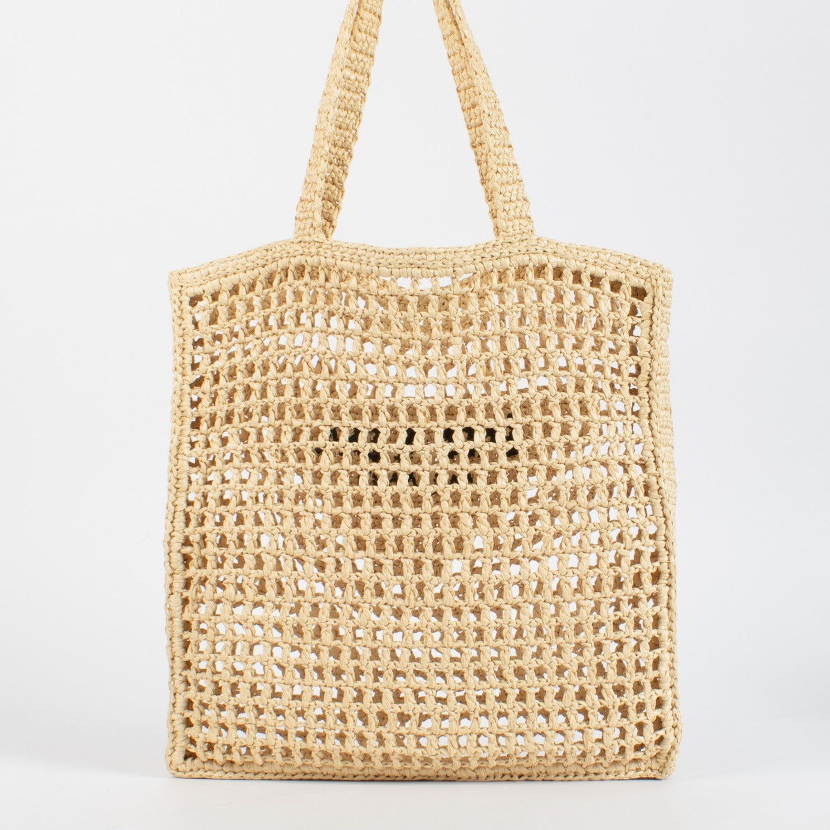 Prada Beige Raffia Tote with black embroidered logo. A lightweight, summery Prada design in excellent pre-loved condition.