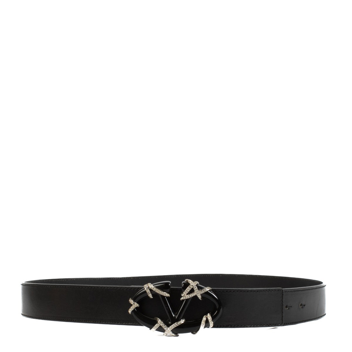 Valentino Garavani Zwarte Kristallen V Logo Riem - Maat 90