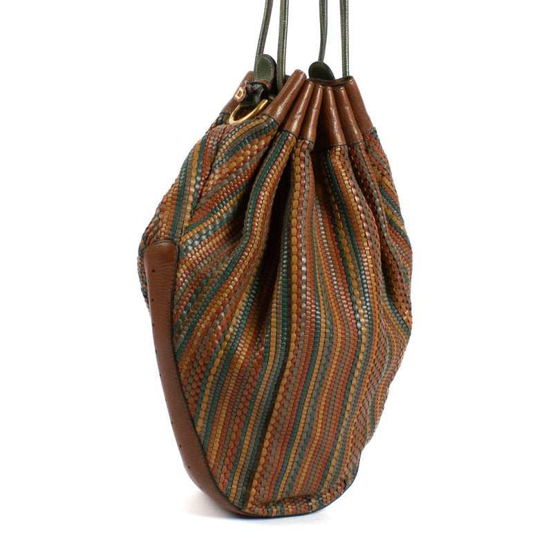shop 100% authentic second hand Delvaux Brown Multicolor Toile De Cuir Bucket Bag on Labellov.com