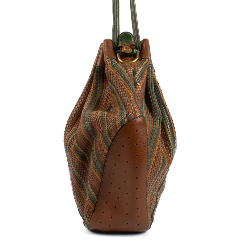 shop 100% authentic second hand Delvaux Brown Multicolor Toile De Cuir Bucket Bag on Labellov.com