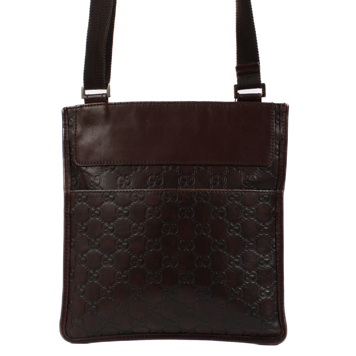 Sac messager plat Gucci Guccissima marron