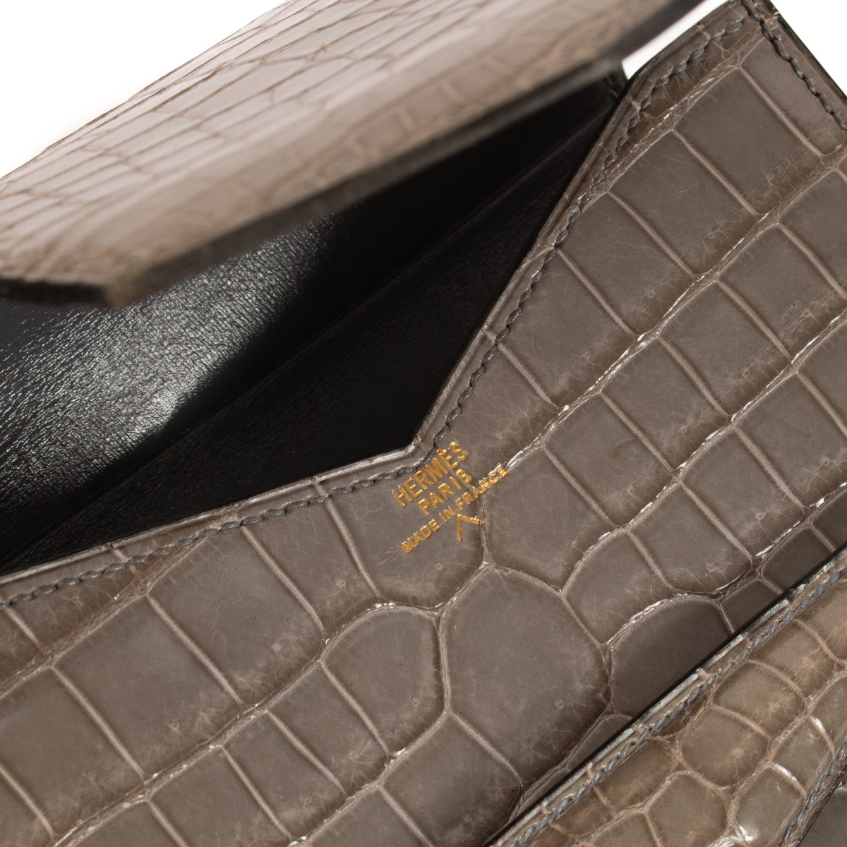 shop 100% authentic second hand Hermès Grey Crocodile Faco Crossbody Bag on Labellov.com