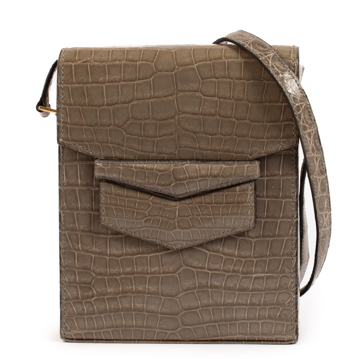 shop 100% authentic second hand Hermès Grey Crocodile Faco Crossbody Bag on Labellov.com