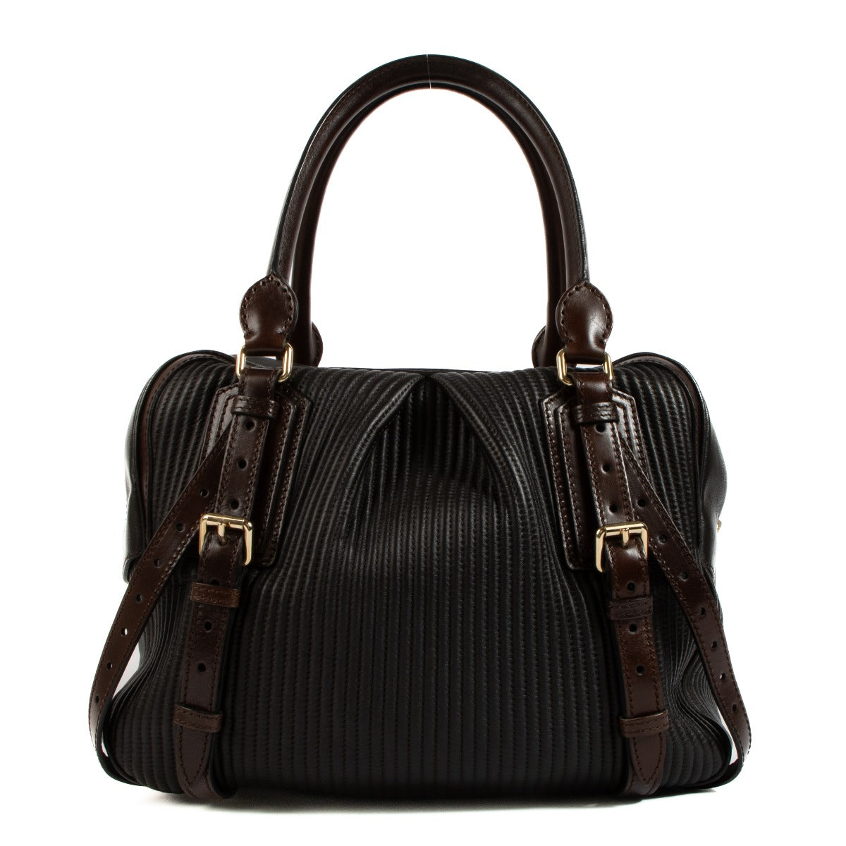 Sac Rosaville plissé en cuir marron foncé Burberry