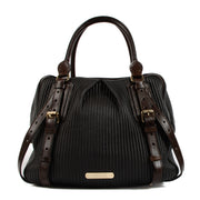 Burberry Dark Brown Pleated Leather Rosaville Bag
