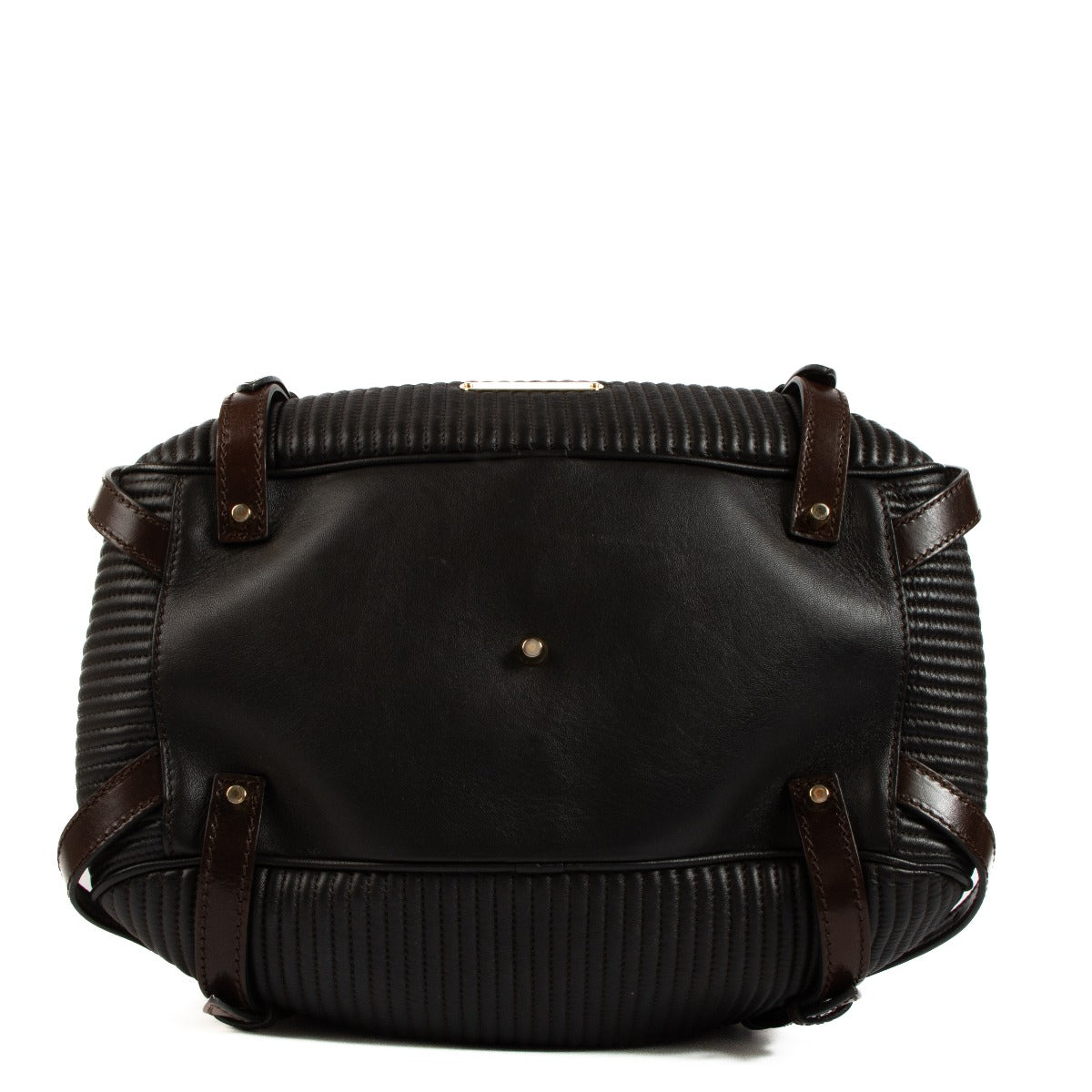 Sac Rosaville plissé en cuir marron foncé Burberry