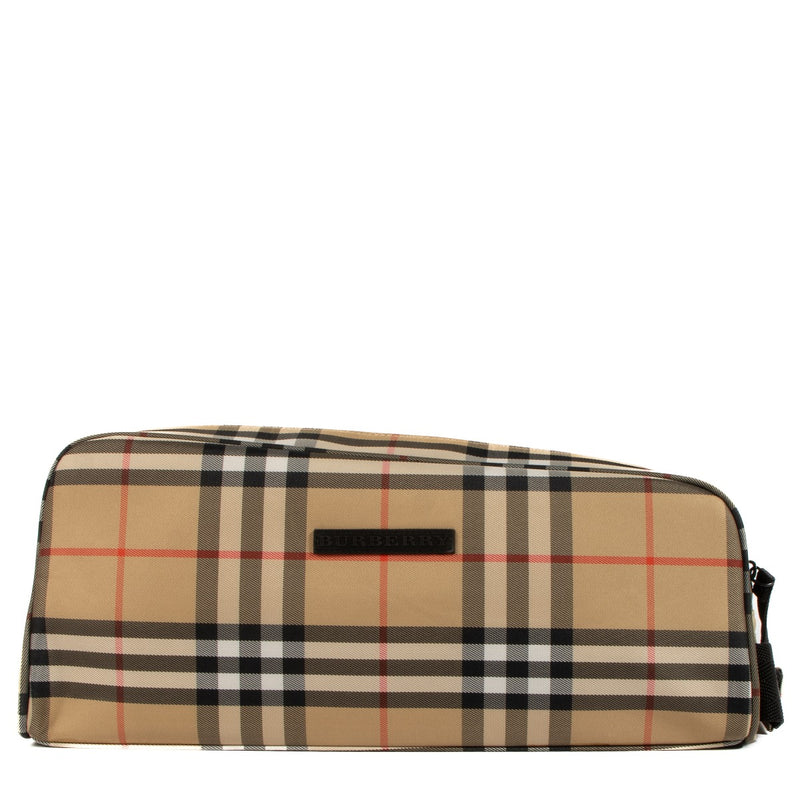 Burburry Golf Beige House Check Nylon Toiletry Bag